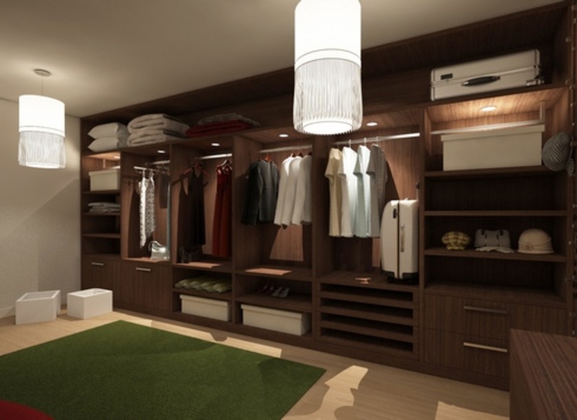 Классическая гардеробная комната из массива с подсветкой Новороссийск